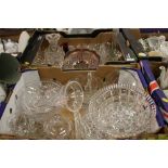 TWO TRAYS OF ASSORTED GLASSWARE TO INCLUDE CUT GLASS