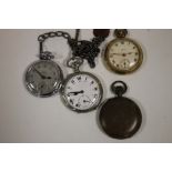 A SELECTION OF FOUR VINTAGE POCKET WATCHES TO INCLUDE A SIRO FULL HUNTER EXAMPLE