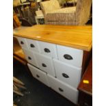 A MODERN PINE AND PAINTED 9 DRAWER CHEST W-88 CM