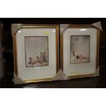 A PAIR OF GILT FRAMED W. RUSSELL FLINT PRINTS DEPICTING NUDE LADIES