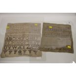 TWO UNFRAMED ANTIQUE SAMPLERS