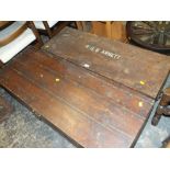 A VINTAGE MAHOGANY TRAVEL TRUNK AND ANOTHER TRUNK (2)