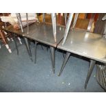 THREE INDUSTRIAL STYLE METAL BISTRO TABLES H-73 W-60 CM