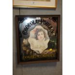 A VINTAGE ADVERTISING MIRROR FOR CHOCOLAT POULAIN