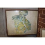 A VINTAGE UNUSUAL HEAD AND TORSO STUDY OIL PAINTING SIGNED LOWER RIGHT