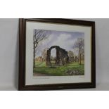 BARRY RHODES OIL ON CANVAS, titled "Priory Park, Priory Ruins and Priory Hall, Dudley", dated 2/200