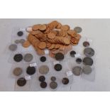 A COLLECTION OF VARIOUS COINS, to include 1889 crown, double florin, and other silver and copper co