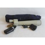 A VINTAGE CARL ZEISS JENA ASIOLA SPOTTING SCOPE with 16 mm Zeiss eyepiece, additional 10-0 and 25-0