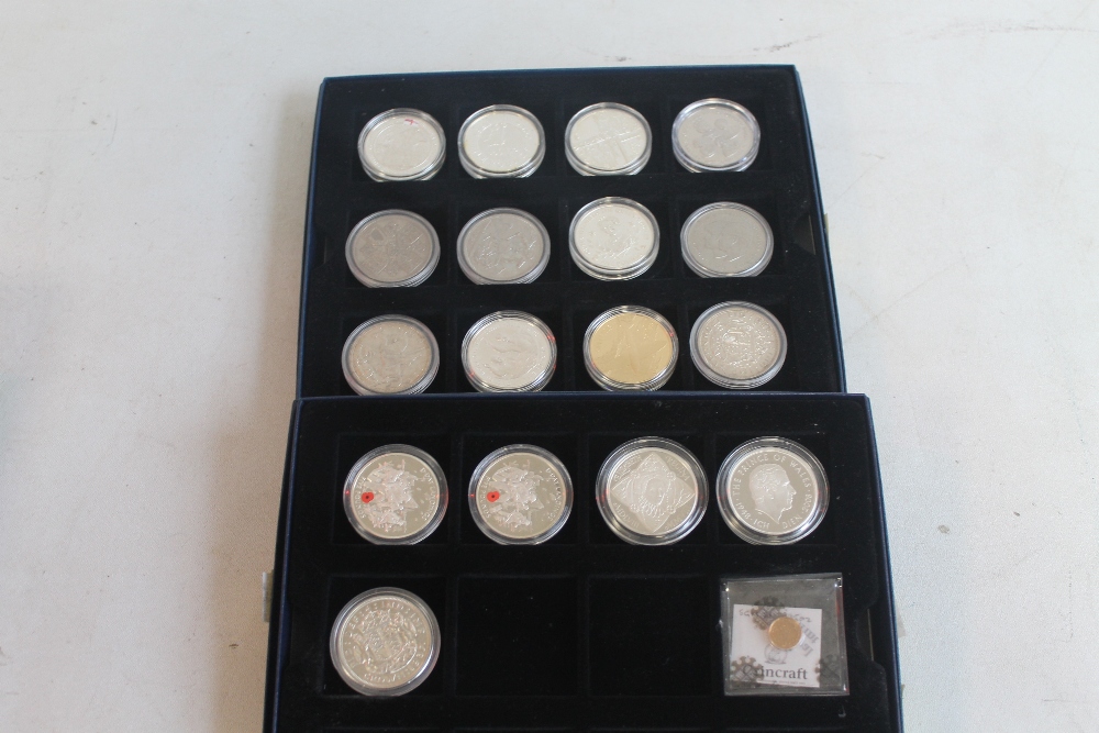 A QUANTITY OF SILVER AND CUPRO CROWN SIZED COINS, to include 1935 crown, 1937 crown, and various mo