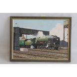 ROBERT K. CALVERT - OIL PAINTING ON CANVAS, depicting West Country Train 34027 Taw Valley at South