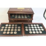THE 100 GREATEST MASTERPIECES SILVER MEDALLION SET 100 X 50 mm, medallions in fitted case with cert
