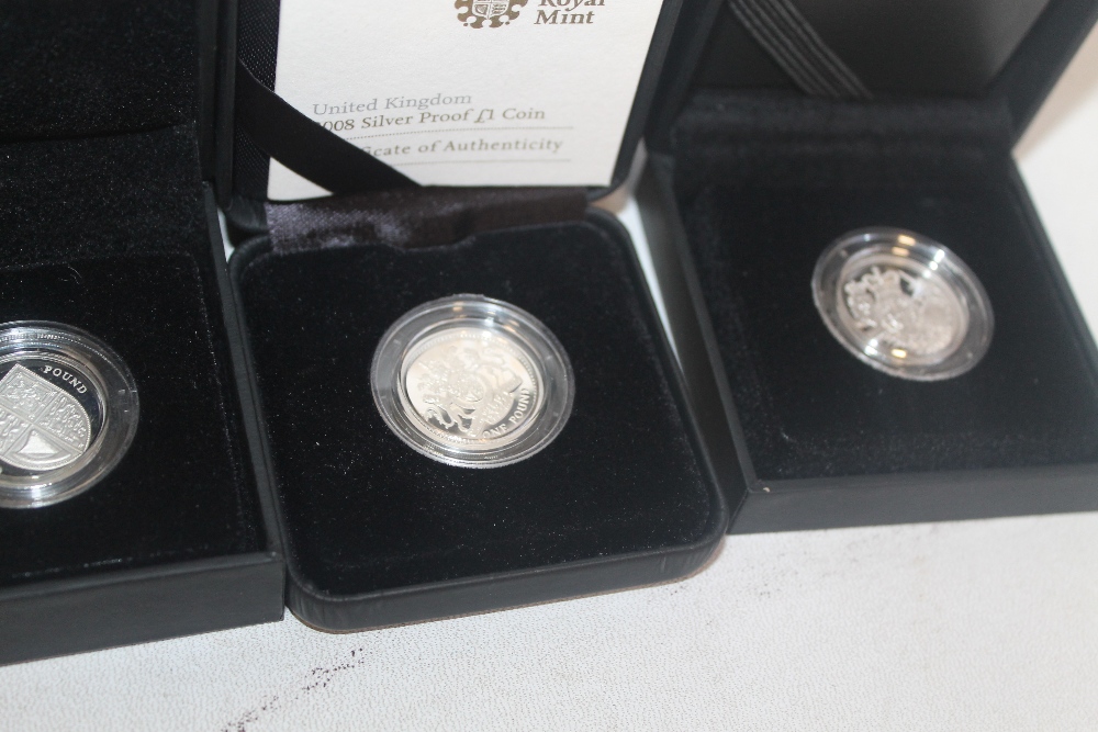 SILVER PROOF £1 COINS BLACK BOX TYPE, 2008 x 2, 2008 Piedfort, 2010, 2015 - Image 3 of 3