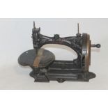 W. F. THOMAS & CO. 19TH CENTURY CAST IRON SEWING MACHINE, registration diamond mark to front side o