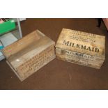 A "MILKMAID" CONDENSED MILK WOODEN CRATE, with "RASC" markings and another crate (2)