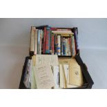 A BOX OF MISCELLANEOUS MILITARY INTEREST BOOKS together with a box of Military History Society Bull