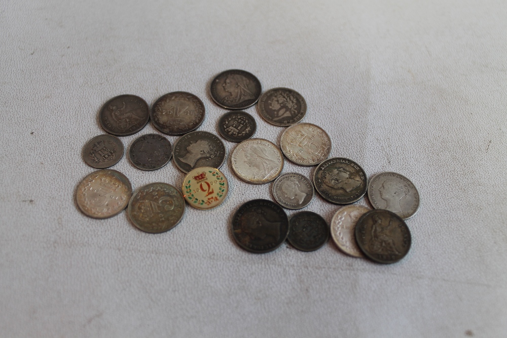 A COLLECTION OF SMALL SILVER ISSUES, three halfpence - groat to include some Maundy types, George I