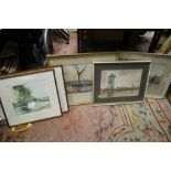 A PAIR OF FRAMED AND GLAZED COLOURED ETCHINGS SIGNED TATTON WINTER WITH GALLERY LABELS VERSO, A