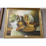 A GILT FRAMED OIL ON BOARD STILL LIFE SIGNED W.M.STEINER