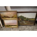 THREE OIL PAINTINGS TO INCLUDE LANDSCAPES