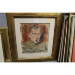 R. E. BIRD (XX-XXI). World War II portrait of a soldier, named and titled verso, mixed media, framed