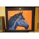 A FRAMED OIL ON BOARD ENTITLED 'BLUE BOY' SIGNED PAIVI MUTIKAINEN