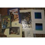 A COLLECTION OF MOUNTED PRINTS TO INCLUDE JOSEPH ALBERS AND NEL WHATMORE EXAMPLES