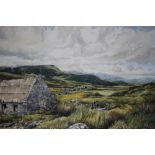 A. WILLIAM. Twentieth century extensive mountainous landscape with cottage, 'Ring of Kerry,