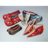 A SMALL SELECTION OF ORIENTAL DOLLS FOOTWEAR, together with a pair of children's booties and a