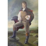 PAUL F WORKMAN (XX). A portrait study of a country squire before a stormy landscape and manor house,