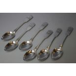 A SET OF SIX NEWCASTLE HALLMARKED SILVER TEASPOONS BY THOMAS SEWELL 1875, L14 cm