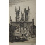 HARRY GEORGE WEBB (1882-1914). 'Lincoln Cathedral', signed lower right in pencil, black and white