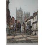 JAMES PRIDDEY (1916-1980). 'Petergate, York', signed lower right in pencil, artist proof coloured