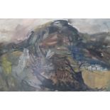 JOHN MAXWELL. A 20th century impressionist stormy landscape with buildings, signed and
