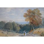 ATTRIBUTED TO PIERRE ANTOINE LABOUCHERE (1807-1873). Algerian coastal landscape with figures, '