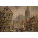 PIERRE LA BOEUFF (act. 1899-1920). 'Normandy', signed lower right, watercolour, gilt framed and