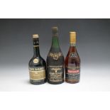 1 BOTTLE OF BARDINET NAPOLEON FRENCH BRANDY 1 LITRE, together with 1 bottle of Three Barrels VSOP