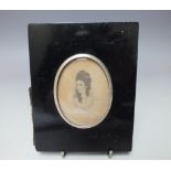A LATE 18TH / EARLY 19TH CENTURY MINIATURE PORTRAIT STUDY OF A YOUNG WOMAN, see inscription on white
