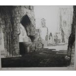 ROBERT LYONS (XX). 'Elgin Cathedral', signed in pencil lower right, drypoint etching, framed and