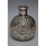 A MATCHED HALLMARKED SILVER SCENT BOTTLE, A/F, H 12.5 cm