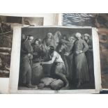 A LARGE FOLDER OF 19TH CENTURY ETCHINGS AND ENGRAVINGS, various artists and subjects to include