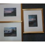 J GOZZARD (XIX-XX). Three watercolours depicting country landscapes, signed, gilt framed and glazed,