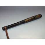 AN EARLY 20TH CENTURY POLICE TRUNCHEON WITH INSCRIPTION FOR ROCHDALE SPECIAL CONSTABULARY 1916-1919,
