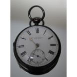 A HALLMARKED SILVER OPEN FACED MANUAL WIND POCKET WATCH, retailed by W.Johnson of Sheffield, Dia 5