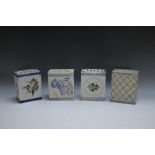 A COLLECTION OF FOUR ORIENTAL CERAMIC PILLOWS, of typical form in mainly blue and white, H 13.75 cm