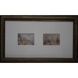 ATTRIBUTED TO WILLIAM LEIGHTON LEITCH (1804-1883). Two scenes of Venice, mounted in one frame,