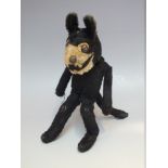 FELIX THE CAT - EARLY 20TH CENTURY POSEABLE FIGURE, black and white mohair body with straw filling