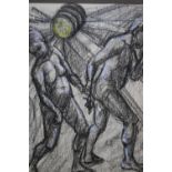WOLFE. A 20th century modernist study of the sun beating down on a male and female nude, signed