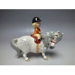A BESWICK THELWELL 'LEARNER' MODEL OF A RIDER AND PONY, circa 1981, printed and painted marks to