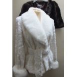 A MODERN LADIES FAUX FUR BELTED JACKET, label reads Wish of London, Size L, together with two modern
