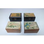 MAUCHLINE WARE - FOUR RECTANGULAR LIDDED BOXS WITH FLORAL TRANSFER AND ASSOCIATED POEM TO LIDS,